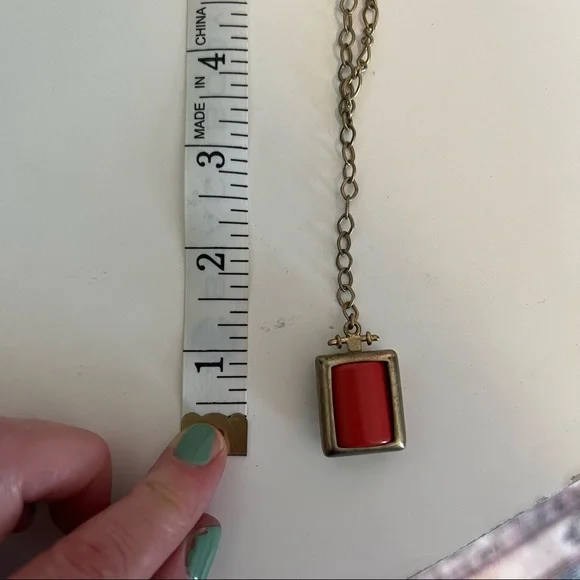 J Crew 💅 unique Brass Locket Long Necklace ✨ - Picture 3 of 7